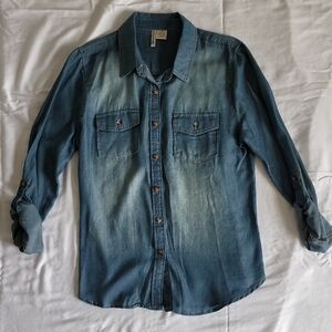 Passport Blue Denim Casual Button-Down Shirt